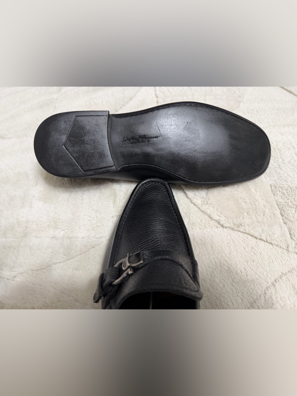 $950 Salvatore Ferragamo Gancini Bit Black Leather Ornament Loafers 9.5 10.5 - Picture 8 of 12